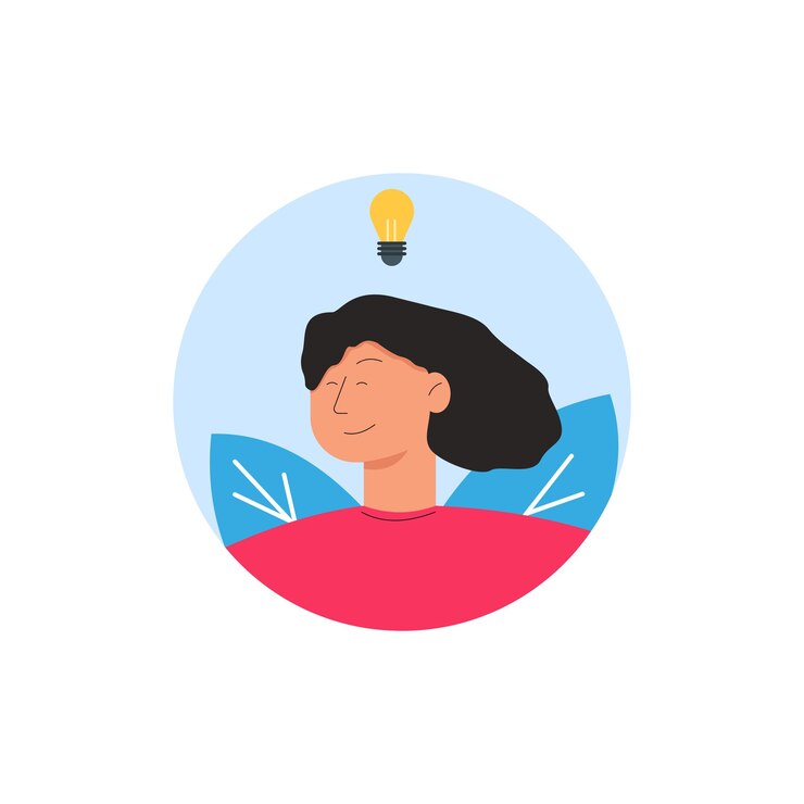 Vetor perfil menina avatar empresária com ideia