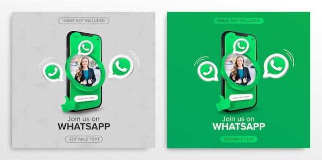 Vetor perfil na promoção móvel do whatsapp para postagem em mídia social
