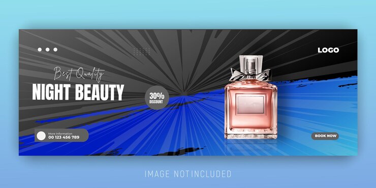 Vetor perfume facebook cover ou design de modelo de capa de mídia social