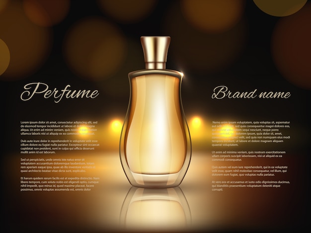 Vetor perfumes anunciando. ilustrações realistas de frascos de perfume