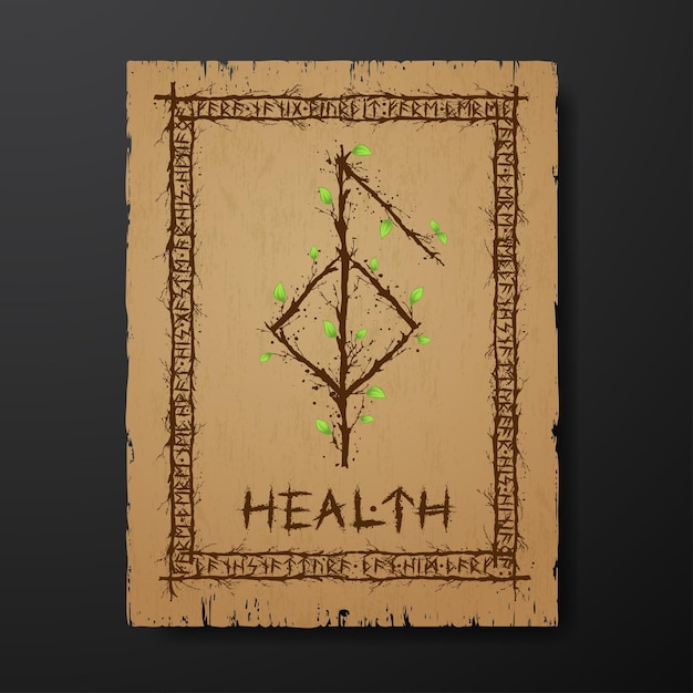 Pergament de saúde de runa de ligação de galho de árvore