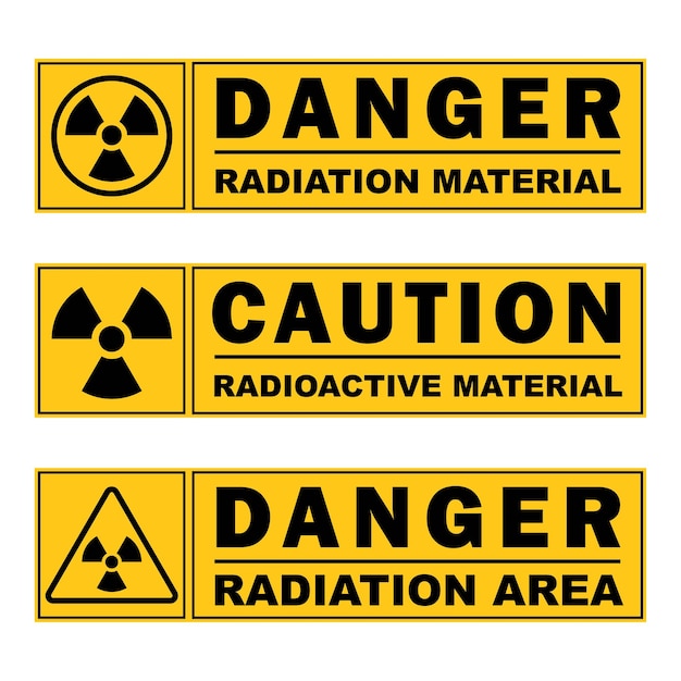 Perigo cuidado área radioativa radiação material sinalização design de modelo de sinal imprimível amarelo