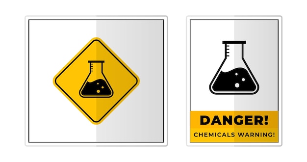 Vetor perigo produtos químicos sinal de aviso rótulo símbolo ícone ilustração vetorial