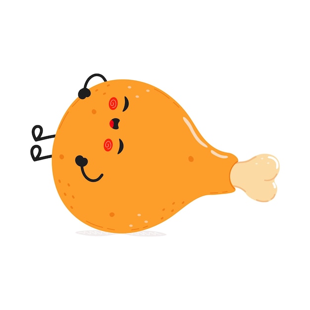 Perna de galinha ri personagem vetor desenhado à mão desenho animado kawaii personagem ilustração ícone isolado