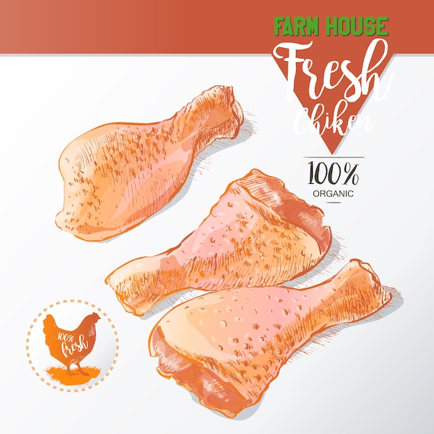 Vetor pernas de frango fresco