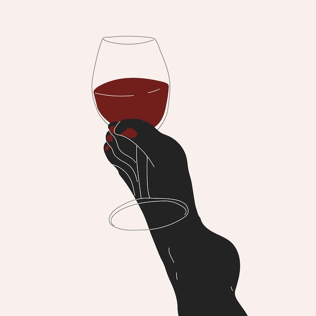 Vetor pernas femininas segurando um copo de vinho. ilustração de tendência vetorial brilhante