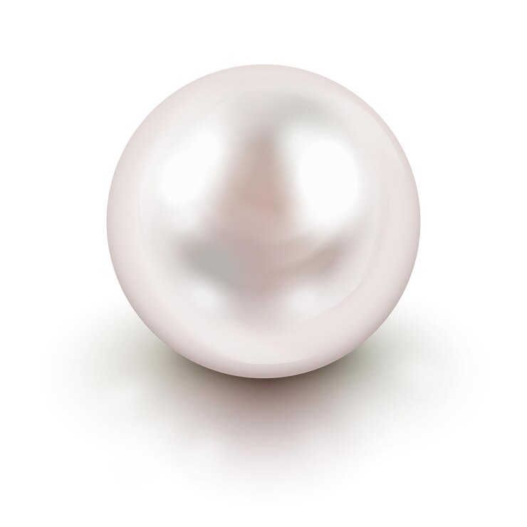Pérola branca natural brilhante com efeitos de luz