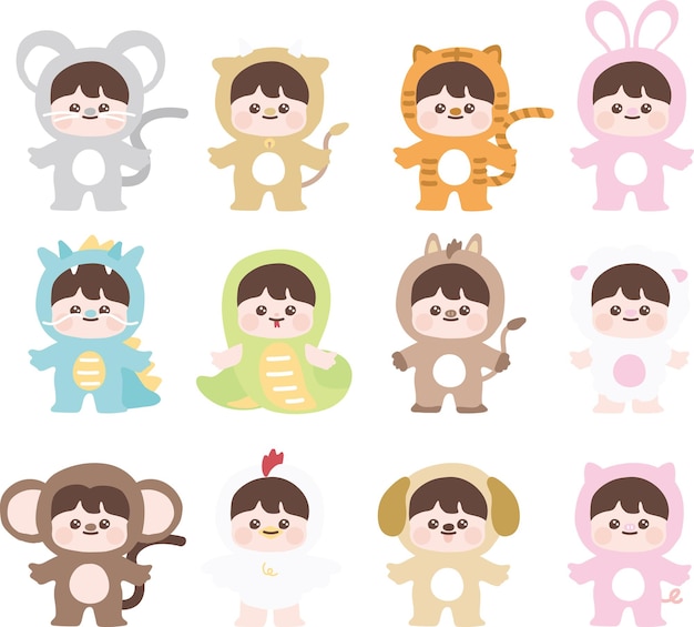 personagem animal bonito ano novo