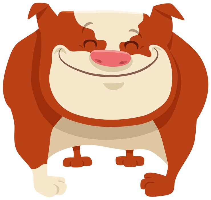 Vetor personagem animal de desenho animado de cão bulldog de raça pura