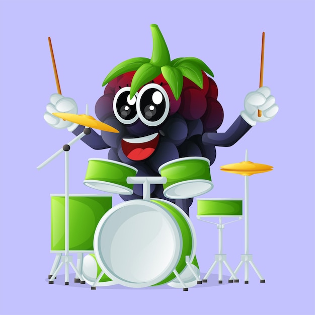 Vetor personagem bonito blackberry tocando instrumento musical