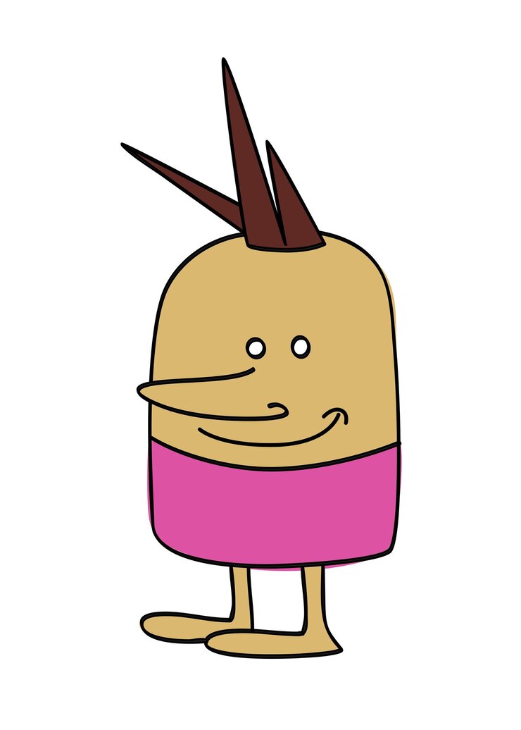 Vetor personagem bonito, engraçado e isolado, estilo punk, menino de pé e sorridente, ilustração vetorial de estilo desenho animado