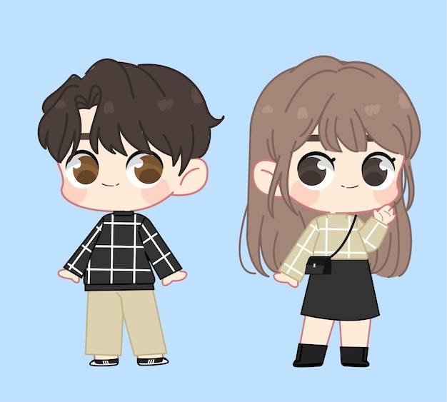 Personagem Casal vestido com roupa de inverno