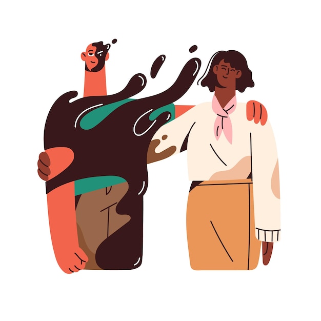Personagem com transtorno obsessivo impõe sua opinião Amigo falso disfarça inveja inveja oculta amizade falsa conceito de relacionamento tóxico Ilustração vetorial isolada plana em fundo branco.