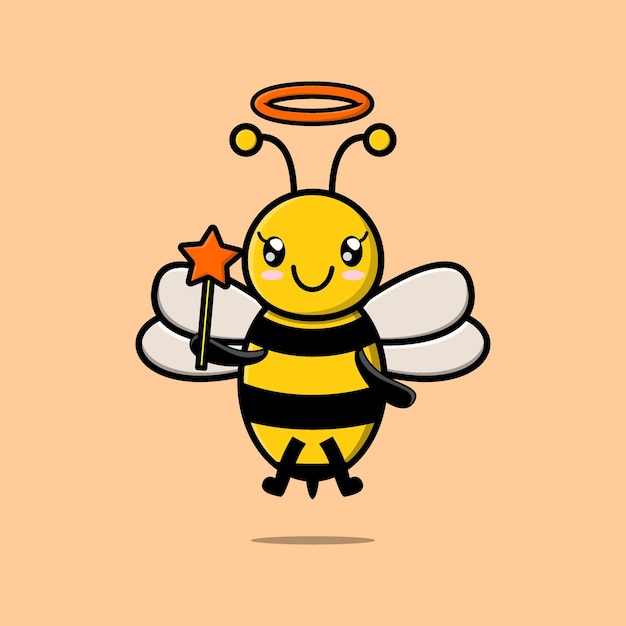 Personagem de abelha de desenho animado bonito na forma de fada no conceito de estilo de desenho animado 3d