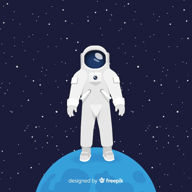 Vetor personagem de astronauta clássica com design plano