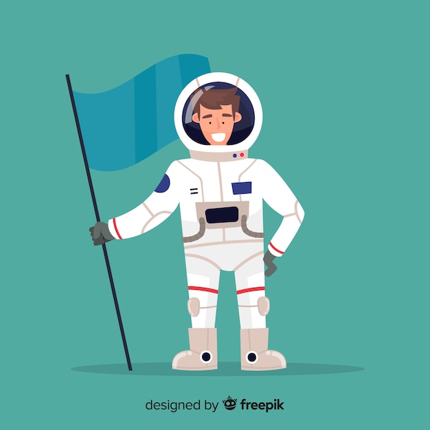 Personagem de astronauta clássica com design plano