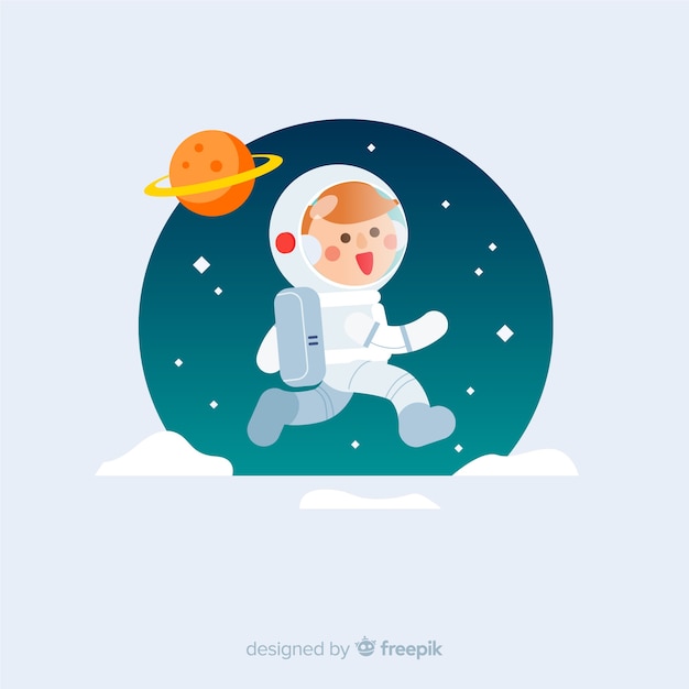 Personagem de astronauta moderna com design plano