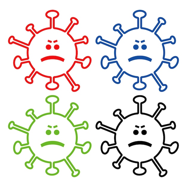 Personagem de bactérias ilustração vetorial dos desenhos animados microbiologia fundo isolado covid2019 2019ncov