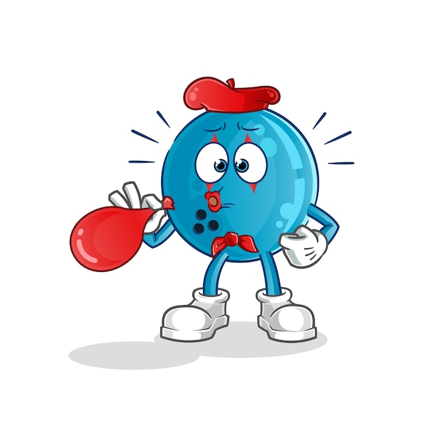Personagem de balões de sopro de pantomima de bola de boliche. mascote dos desenhos animados