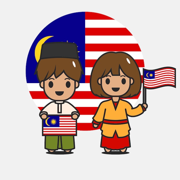 Personagem de bandeira da malásia bonito