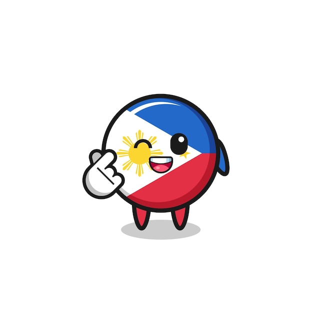 Personagem de bandeira das filipinas fazendo coração de dedo coreano