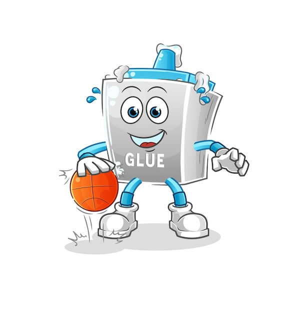 Personagem de basquete drible de caixa de papelão. vetor de mascote de desenho animado