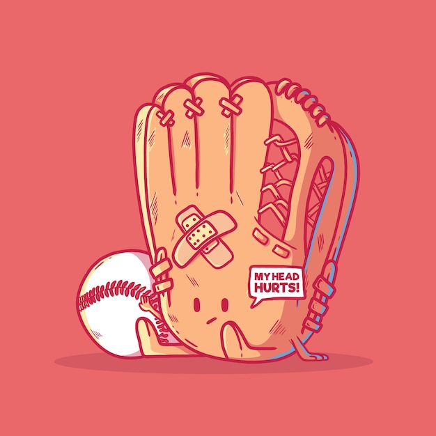 Vetor personagem de beisebol com ilustração de bola. mascote, esportes, competição