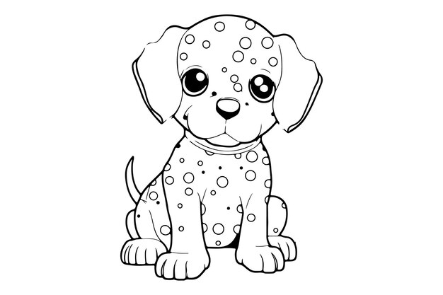 Personagem De Cachorro Com Página Para Colorir Contorno De Página Para  Colorir De Um Cachorro Fofo PNG , Desenho Fofo, Dálmata, Colorindo Páginas  PNG Imagem para download gratuito