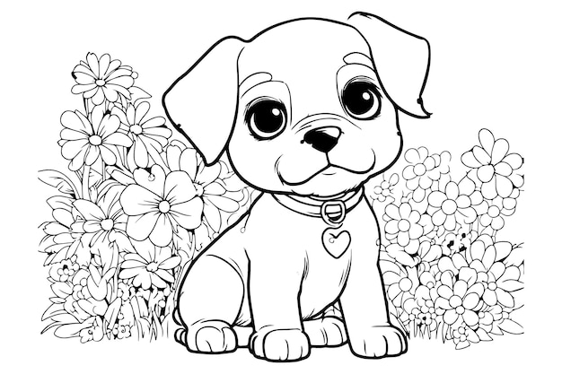 Personagem De Cachorro Com Página Para Colorir Contorno De Página Para  Colorir De Um Cachorro Fofo PNG , Desenho Fofo, Dálmata, Colorindo Páginas  PNG Imagem para download gratuito