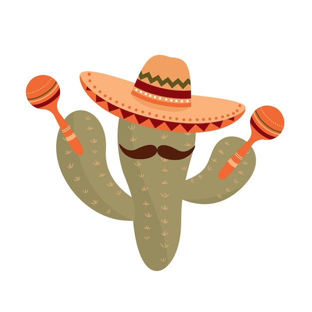 Personagem de cacto no sombrero