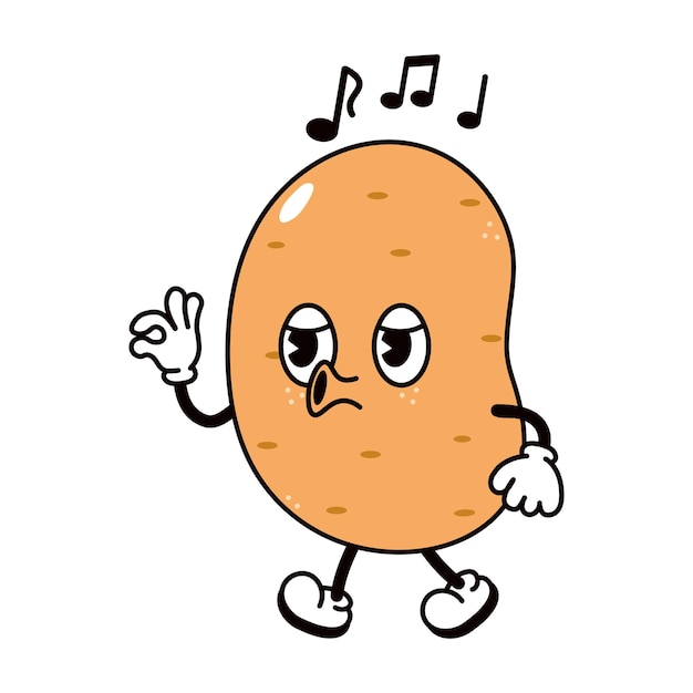 Personagem de canto ambulante de batata engraçada fofa