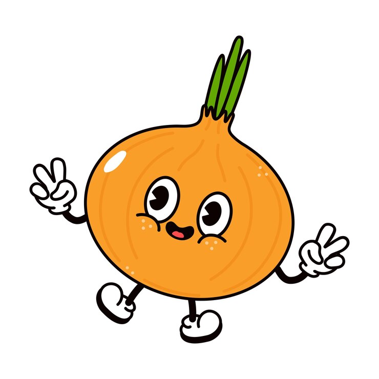 Vetor personagem de cebola saltitante fofo