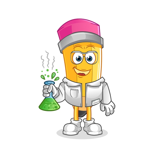Personagem de cientista de lápis. mascote dos desenhos animados