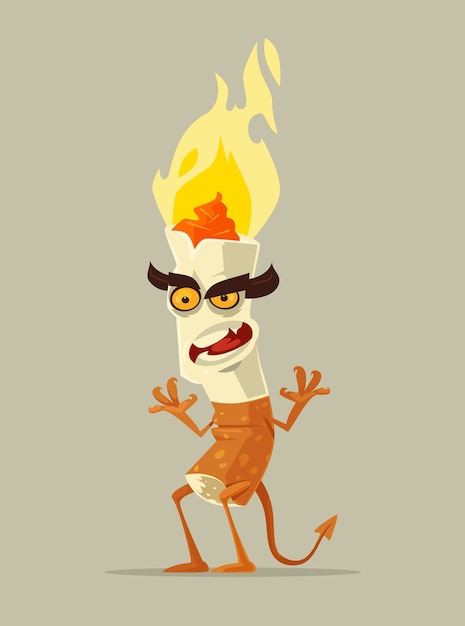 Personagem de cigarro do demônio com raiva.