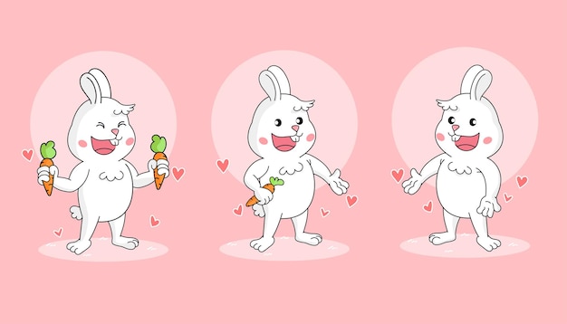 Personagem de coelho em pastel rosa com ilustração vetorial de desenho de páscoa