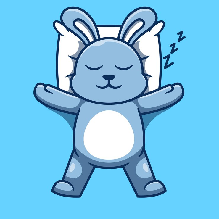 Vetor personagem de coelho fofo dormindo ilustração vetorial de desenho animado