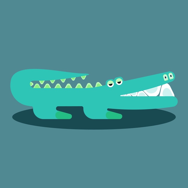 Vetor personagem de crocodilo ilustração vetorial design de personagens despreocupado dentes grandes
