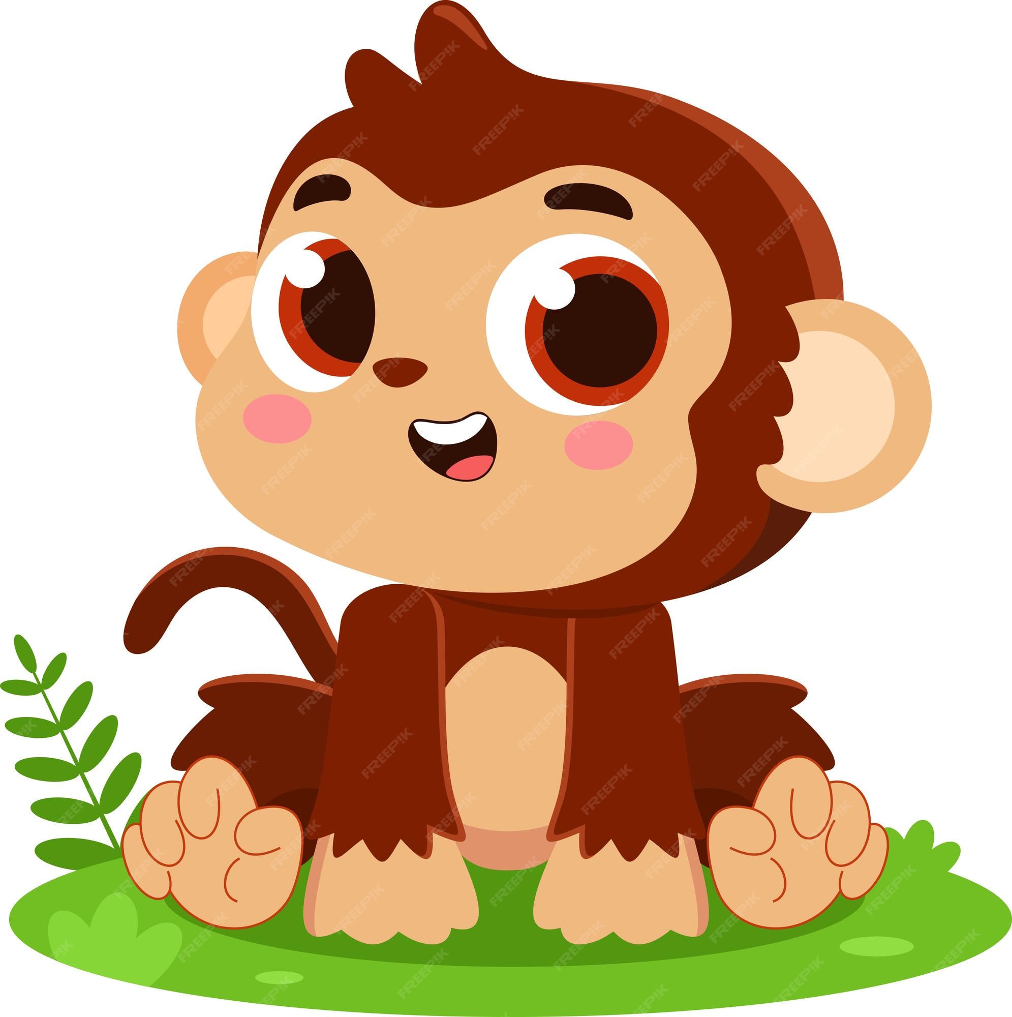 Ilustração em vetor macaco bebê fofo. personagem de desenho