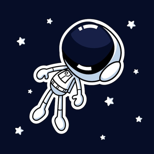 Personagem de desenho animado astronauta fofo flutuando no espaço Ativo gráfico vetorial premium