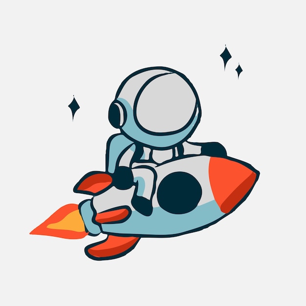 personagem de desenho animado bonito desenhado à mão astronauta dabbing vetor