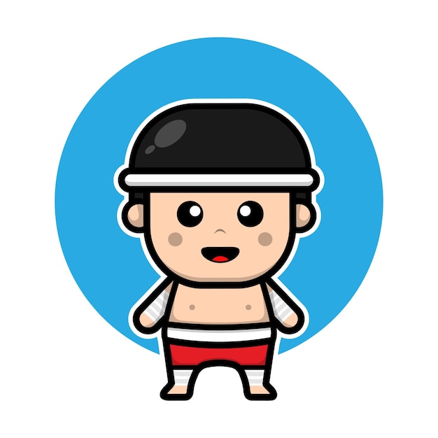 Personagem de desenho animado bonito muay thai boxer