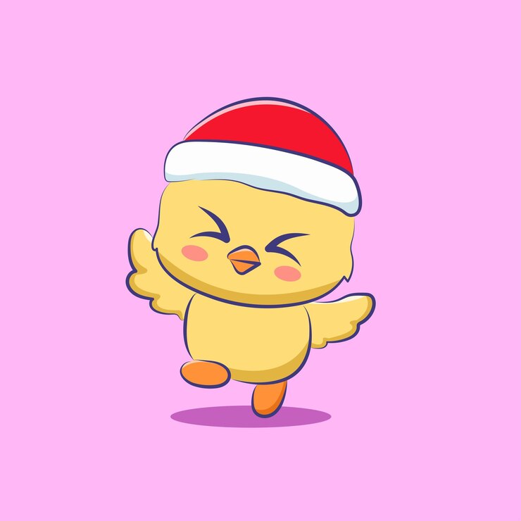 Vetor personagem de desenho animado bonito pato usar um chapéu desenho vetorial de natal