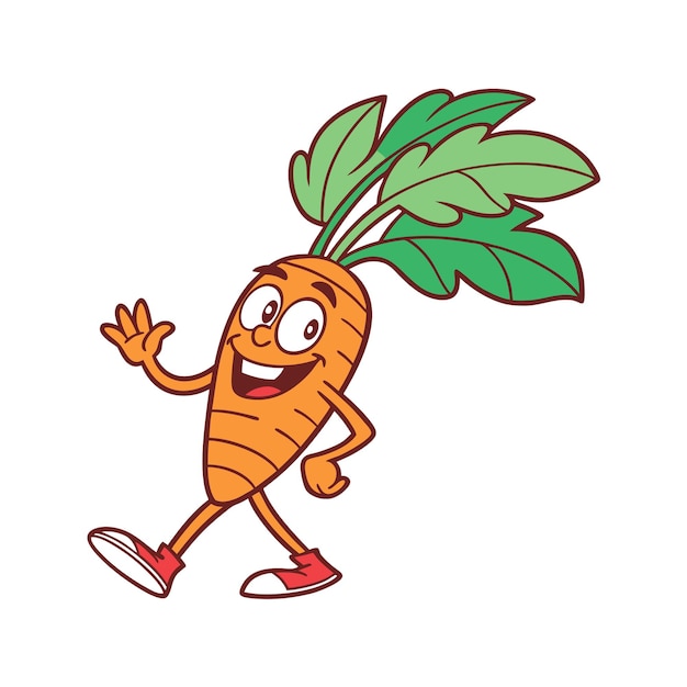 Personagem de desenho animado Bouncing Carrot Top divertindo-se