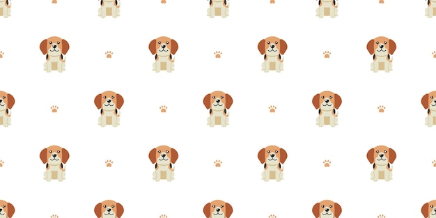 Vetor personagem de desenho animado cachorro beagle sem costura de fundo