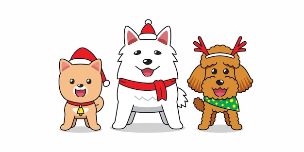 Personagem de desenho animado cachorro feliz fantasia de natal