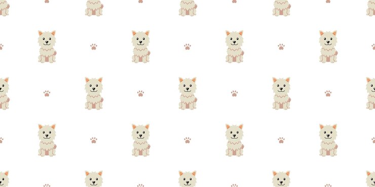 Vetor personagem de desenho animado cachorro fofo sem costura de fundo