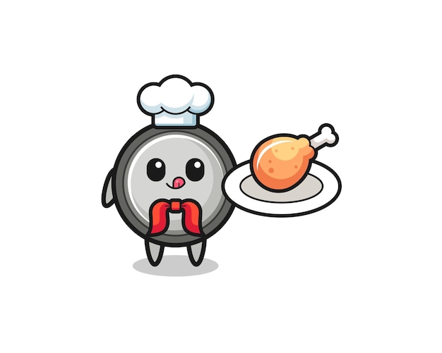 Personagem de desenho animado chef de frango frito de célula de botão