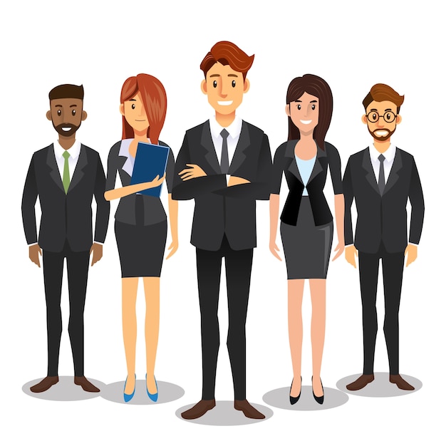Personagem de desenho animado confiável da equipe de negócios