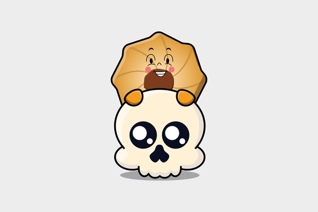 Personagem de desenho animado Cute Cookies escondido no crânio