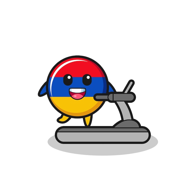 Personagem de desenho animado da bandeira da armênia andando na esteira design bonito